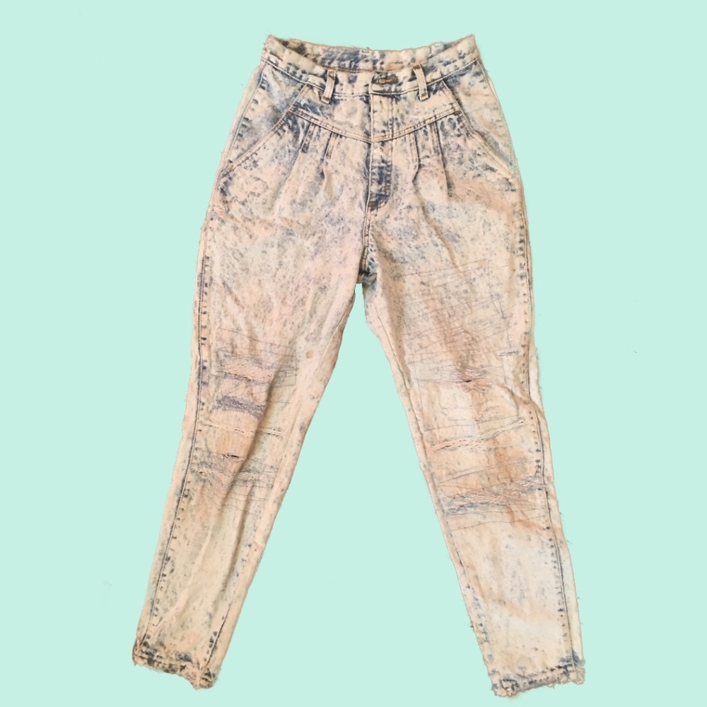 70s Chic Brand Acid-Wash High-Waist Jeans